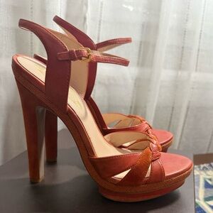 Elie Tahari Rust/Terracotta High Heel Platform Sandals